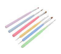 Vaguelly Ensemble Pinceaux Nail Art 6 Pièces Taille Standard Poils Polymérisés Flexibles Pour Manucure Femme Amateur Professionnelle Salon Beauté Diy Chez Soi