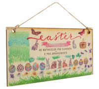 Vaguelly Étiquette Suspendue Lapin en Bois Décorations De Porte Suspendues Au-Dessus De L'accroche-Porte Cintre De Porte Décoration De Porte D'entrée Extérieure Le Devant