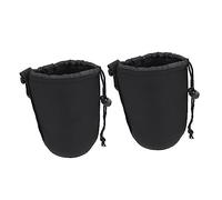 Vaguelly Étui pour Objectif de Caméra en Néoprène Noir 2pcs Crochet et Fermeture Élastique Réglable, Protection Antichute pour Appareil Photo Reflex