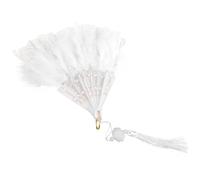 Vaguelly Éventail à Plumes Vintage Pliant Style Ancien Ventilateur Main Décoratif pour Mariage Danse et Fête