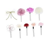 Vaguelly Fourchette à Cheveux Japonaise en Fausse Fleur Violette Accessoire Cheveux Fleurs pour Kimono Style Traditionnel Set Coiffure Japonerie pour Cérémonie Mariage Cosplay Soirée