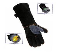 Vaguelly Gants de Travail Cuir Bovin Double Couche Résistants Chaleur et Brûlure Gants de Protection pour Soudure Barbecue et Cuisine Au Four