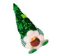 Vaguelly GNOME Lumineux Trèfle Pailleté Saint-Patrick, Poupée GNOME Décorative en Peluche, Ornement de Fête sans Batterie, Décoration Intérieure pour Bureau et Maison, Accessoire Décoratif
