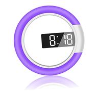 Vaguelly Horloge Murale Numérique LED Réveil Miroir avec Mesure De Température Éclairage Circulaire Alimentation USB