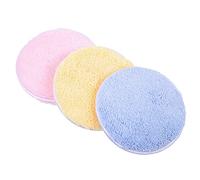 Vaguelly Houppette à Cosmétiques Ronde Réutilisable Lot De 3 Taille Compacte Couleurs Jaune Rose Bleu Outil De Maquillage Pour Fille Nettoyage Visage