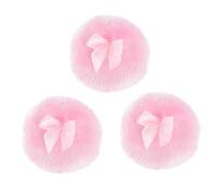 Vaguelly Houppette de Poudre pour Bébé en Tissu Rose Long Poil, Lot de 3 Pièces, Design Nœud Créatif, Facile à Utiliser d'une Main pour Poudre Corporelle et Anti-Boutons