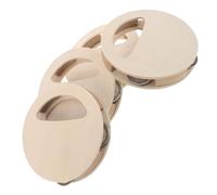 Vaguelly Kit DIY 4 Hochets en Bois Brut Montessori pour Garçon et Filles, Tambourin Rond à Peindre, Instrument de Musique Sensoriel à Secouer, Jeu Créatif Éducatif pour Filles et Garçons