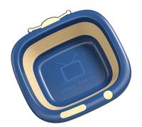 Vaguelly Lavabo Pliable pour Bébé Bleu Motif Dessiné, Bassine Portable Multifonction pour -né, Bassin de Nettoyage des Fesses, pour Bain, Voyage et Soins Quotidiens