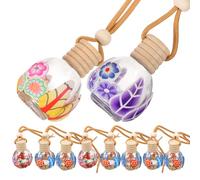 Vaguelly Lot de 10 Pendentifs Suspendus pour Voiture Diffuseur de Parfum en Verre et Argile Corde en Coton, Désodorisant Rechargeable pour Aromathérapie Automobile Style Style Aléatoire