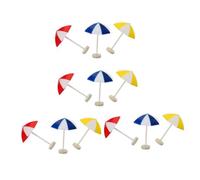 Vaguelly Lot de 12 Mini Parasols de Plage Rouges Bleus et Jaunes Décors Micro-Paysage Miniature en Résine Accessoires pour Maison de Poupée et Décor de Plage pour DIY