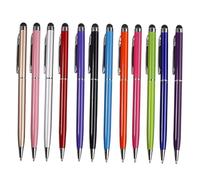 Vaguelly Lot de 12 Stylos à Bille Et Stylets Tactiles Capacitifs Universels pour Écrans Tactiles, Usage Scolaire Et Bureautique, Légers Et Compacts, Couleur Aléatoire