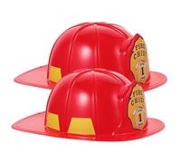 Vaguelly Lot de 2 Chapeaux de Pompier Rouges en Plastique Dur Accessoire de Cosplay pour Jeu de Rôle Casquette Décorative pour Fête et Déguisement