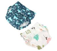 Vaguelly Lot de 2 Culottes D'apprentissage pour Bébé Lavables en Coton 100% Pur, Taille L, Motif Fleurs et Montagne, Pantalon D'entraînement Imperméable et Respirant, Adaptées pour