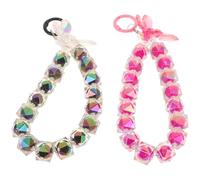 Vaguelly Lot de 2 Dragonnes à Perles pour Téléphone Portable Noir et Rose Lanières Antivol Légères Breloques Chaîne Décorative Sécurisée pour Smartphone Accessoire et Pratique