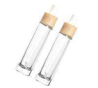 Vaguelly Lot de 2 Flacons D'huile Essentielle Rechargeables 30ml en Verre Compte-gouttes et Bouchon Imitation Bois, Résistants et Faciles à Presser pour Voyage