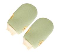 Vaguelly Lot de 2 Moufles Exfoliants de Bain Vert Clair, Masseurs pour Corps, Exfoliation pour Peau Sensible, Usage Homme et Femme, Nettoyage en Profondeur pour Spa et Bain