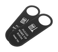 Vaguelly Lot de 2 panneaux de porte en cuir PU noir, double face « Ne pas déranger » et « Service en chambre », adaptés aux bureaux d'entreprise et chambres d'hôtel, fixation universelle