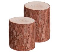 Vaguelly Lot de 2 Petites Souches Décoratives en Bois Naturel, Modèles Réduits Rustiques pour Décoration Intérieure, Accessoires Artisanaux DIY, Dimensions 5-6 Cm de Diamètre X 6 et 8 Cm