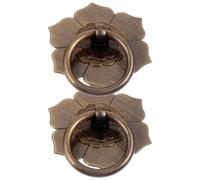 Vaguelly Lot de 2 Poignées Annulaires de Meuble Vintage en Alliage Métal Finition Cuivre Ancien, Fixation par Vis, pour Tiroirs et Armoires, Style Rétro, Diamètre Moyen, Quincaillerie