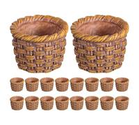 Vaguelly Lot de 20 Mini Paniers Tressés pour La Décoration de Maison de Poupée - Mini Paniers Réalistes en Résine Imitation Rotin pour Ranger de Petits Objets, du Pain, Créer des Scènes de Jeu