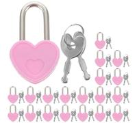 Vaguelly Lot de 20 Sets de Mini-cadenas en Alliage Forme de Cœur avec Clés, Serrure Rose pour Boîte, Journal Intime, Coffret Sécurisé pour Couple