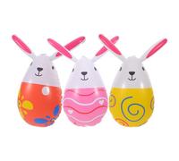 Vaguelly Lot de 3 Décorations Gonflables Lapin de Pâques Extérieures Ballons Œufs Colorés Rose Jaune Orange Accessoires Festifs Réutilisables pour Garden-Party Printanière