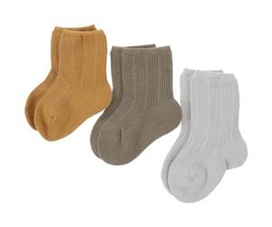 Vaguelly Lot de 3 Paires de Chaussettes Bébé -mollet Chaudes pour -né, Taille S 6-12 Mois, Couleur Vert Militaire, Peau Sensible, Printemps et Automne, Confort sans Glissement