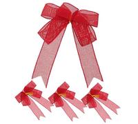 Vaguelly Lot De 4 Nœuds pour Décorations De Noël Nœuds Géants Surdimensionnés Grands Ornements D' Décoration De Noël Grand en Lin Rouge