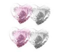 Vaguelly Lot De 4 Patchs Oculaires En Gel Réutilisables En Forme De Cœur, Coussinets Rafraîchissants Yeux, Pack 2 Roses Et 2 Argentés, Soins Froids Pour Soulager Fatigue Et Poches Yeux