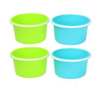 Vaguelly Lot de 4 Seaux de Plage Multifonctions en PE, Petit Seau à Sable Bleu et Rouge, pour Construire Château de Sable et Activités Extérieures, Léger et Facile à Style Style Aléatoire