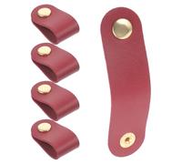 Vaguelly Lot de 5 Attaches de Câble en Cuir Synthétique, Sangles de Gestion de Cordons Compactes et Résistantes, Organiseur de Câbles pour Bureau et Appareils Électroniques, Couleur Rouge
