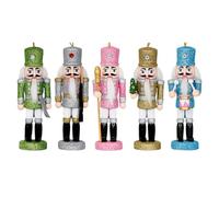 Vaguelly Lot de 5 décorations de Noël en Forme de Casse-Noisette : Petits Soldats en Bois à Suspendre, Figurines de Casse-Noisette pour décoration de Noël
