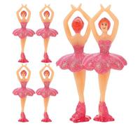 Vaguelly Lot de 6 figurines de ballerine musicales : poupées de danseuse de ballet, décorations de gâteaux d'anniversaire, figurines de danseuse pour anniversaire, fournitures de de fête de ballet
