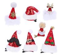 Vaguelly Lot de 7 Pinces à Cheveux à Paillettes pour Noël Épingles à Bec de Canard Chapeaux et Décorations Festives Accessoires Cheveux Rouges et Brillants pour Fêtes D’Hiver