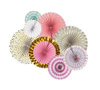 Vaguelly Lot De 8 Éventails en Papier À Suspendre Vert Pliables en Crêpe Pastel pour Mariage Décorations De Fête pour La Maison pour Le Festival Dorés
