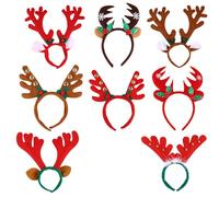 Vaguelly Lot de 8 Serrage-Têtes en Bois de Cerf pour Fête de Noël Accessoires Cheveux Mixtes Légers et Confortables Serrage-Tête de Fête pour Cosplay Carnaval et Anniversaire