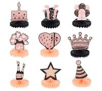 Vaguelly Lot de 9 Décorations en Papier Nid d'abeille pour Fête d'anniversaire, Boules Alvéolées Colorées, Décoration Créative pour Intérieur et Extérieur, Accessoires de Fête Polyvalents