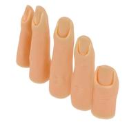 Vaguelly Main d'Entraînement en Silicone pour Manucure Faux Doigts Pratiques 5 Pièces Articulés Marron Clair Outil de Formation Pratique Nail Art d'Ongles