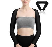 Vaguelly Manchon de Maintien Élastique pour Bras Femme, Manches 7/10 Longues en Tissu Anti-uv Noir, Gaine de Compression Légère pour Correction de Posture et Modelage du Bras, Taille L