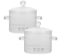Vaguelly Marmite En Verre Borosilicate Résistante À La Chaleur Avec Couvercle Transparent 2 Pièces - Pot De Cuisson Pour Soupe Et Ragoût Feux