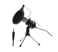 Vaguelly Microphone à Condensateur avec Trépied - Kit Noir pour Diffusion en Direct, Enregistrement Vocal sur Ordinateur Et Smartphone, du Bruit, Complet avec Carte D’Amplification Et Bonnet Anti-Pop