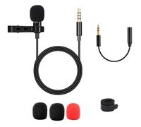 Vaguelly Microphone à Pince Omnidirectionnel en Plastique et Métal 3,5 Mm Noir Câble de 1,5 Clip-on pour Enregistrement Vidéo Clair et Cours en Extérieur