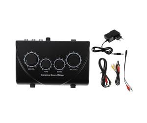 Vaguelly Mixeur de Karaoké Professionnel Façonnage Vocal Noir avec Double Entrée Microphone Câble et Adaptateur, pour Scènes et