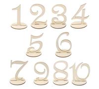 Vaguelly Numéros de Table en Bois Khaki Porte-numéros Pratiques Lot de 10 pour Mariage, Compact et Design Simple et Rangement Facile pour Décorations de Banquet