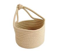 Vaguelly Panier Suspendu en Corde de Coton Rond Kaki, Organisateur D'articles Divers, Panier de Rangement Tressé, Décor Maison, Rangement Jouets et Accessoires, Petit Modèle Pratique