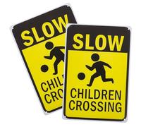 Vaguelly Panneaux de Signalisation en Fer Jaune 2pcs pour Garçon et Filles, Haute Visibilité, Avertissement Sécurité Parcs et Écoles