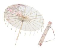 Vaguelly Parapluie Chinois en Tissu de Soie 82 Cm Pompons Élégants, Accessoire Photo Décoratif pour Danse et Spectacle, Ombrelle Artistique Traditionnelle Paquet de Rangement