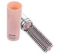 Vaguelly Peigne à Friser Portable Sanglier Ouah Taille Brosse à Cheveux Ronde De Voyage Brosse à Cheveux Lissante Petite Brosse Bouclé Brosse - Chaleur Mini Brosse Soufflante Sec Abdos Rose