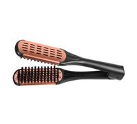 Vaguelly Peigne Lisseur en V Double Face Brosse Coiffante Professionnelle à Poils de Sanglier Doré pour Cheveux Raides Femmes Usage Salon Voyage