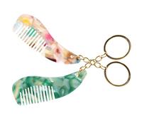 Vaguelly Peigne Miniature Acétate avec Porte Clés Accessoire de Coiffure Barbe Pratique et Mignon pour Sac à Main Voyage et Démêlage